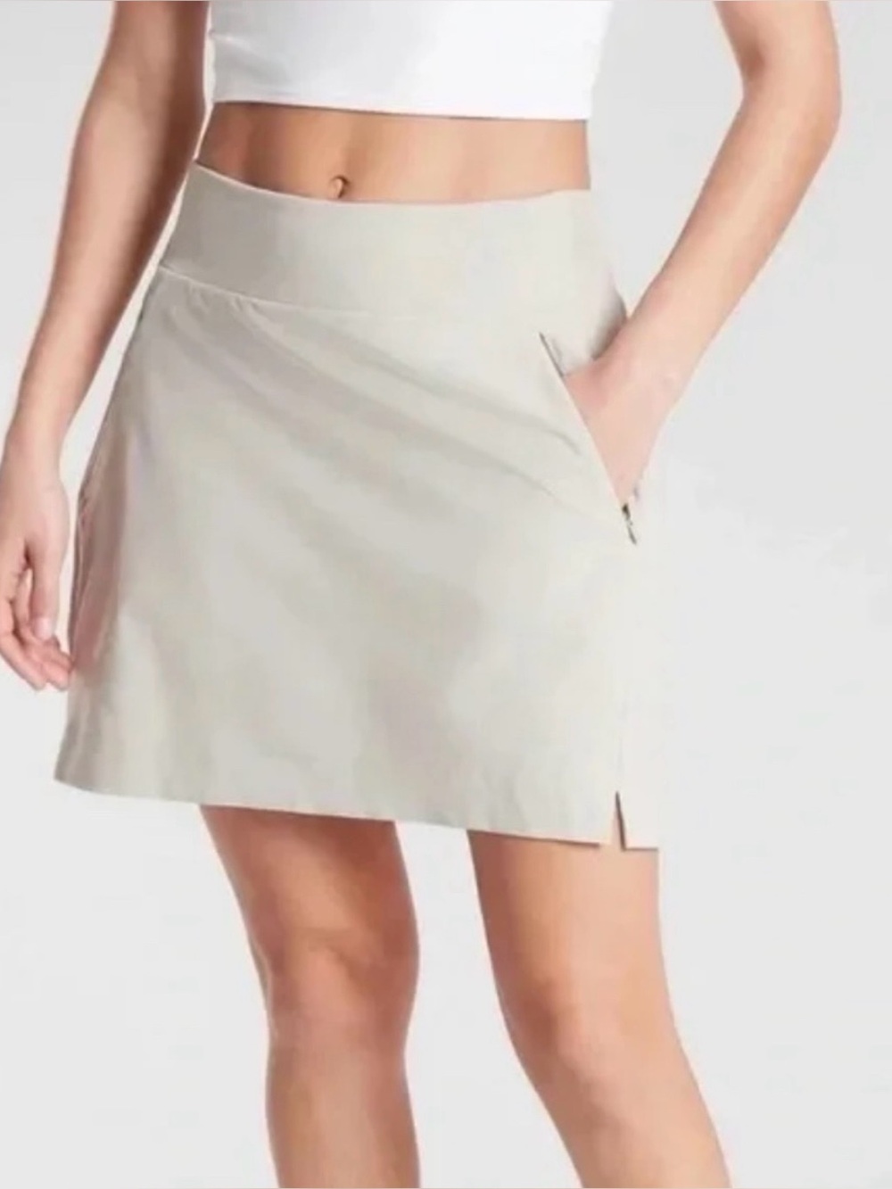 Athleta Light Cream Soho Skort with Zip Pockets
